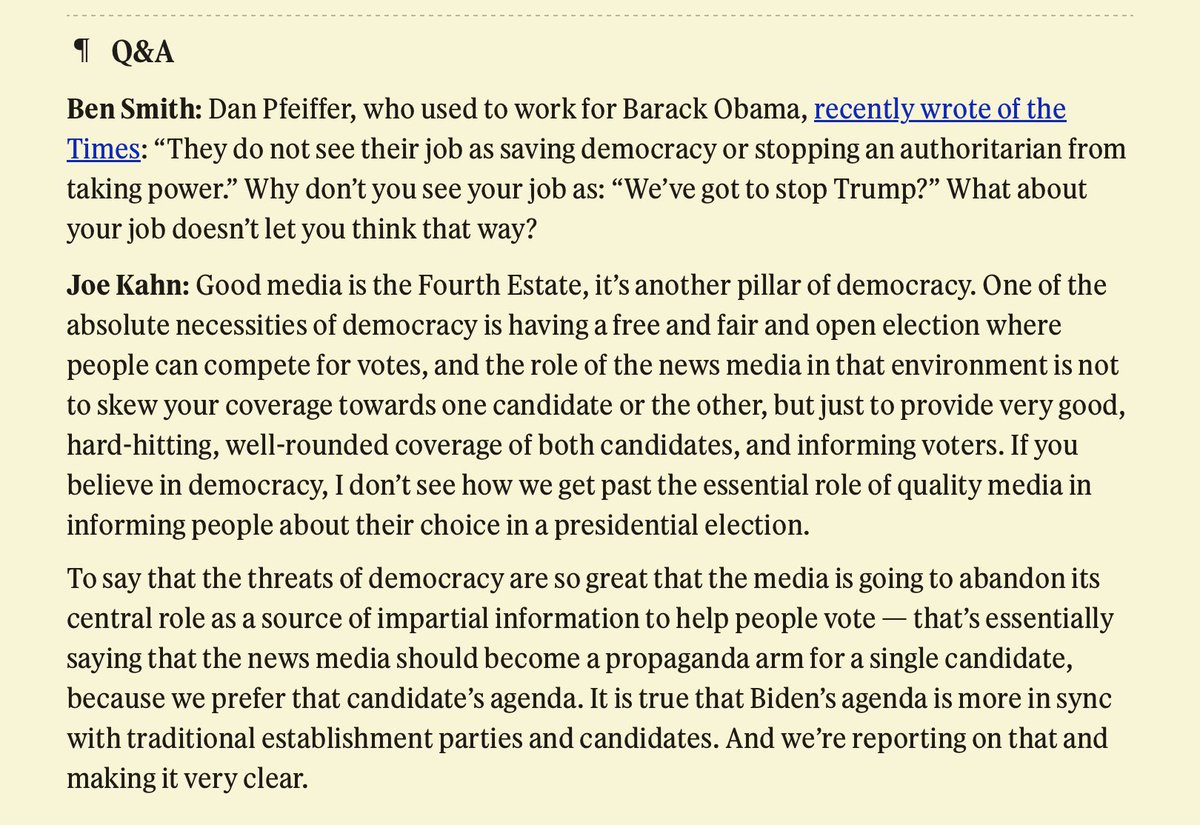 For the NYT, apparently the 2024 election is not about “democracy vs. autocracy,” it’s more about the “traditional establishment” vs. the non-traditional or anti-establishment. 

The only thing I can think of is that it’s in their financial interest to think this way. It’s sad.