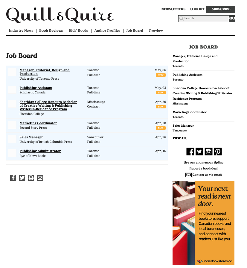 NEW on the Q&Q Job Board: Manager, Editorial, Design and Production @utpress Details: bit.ly/48CrXpc