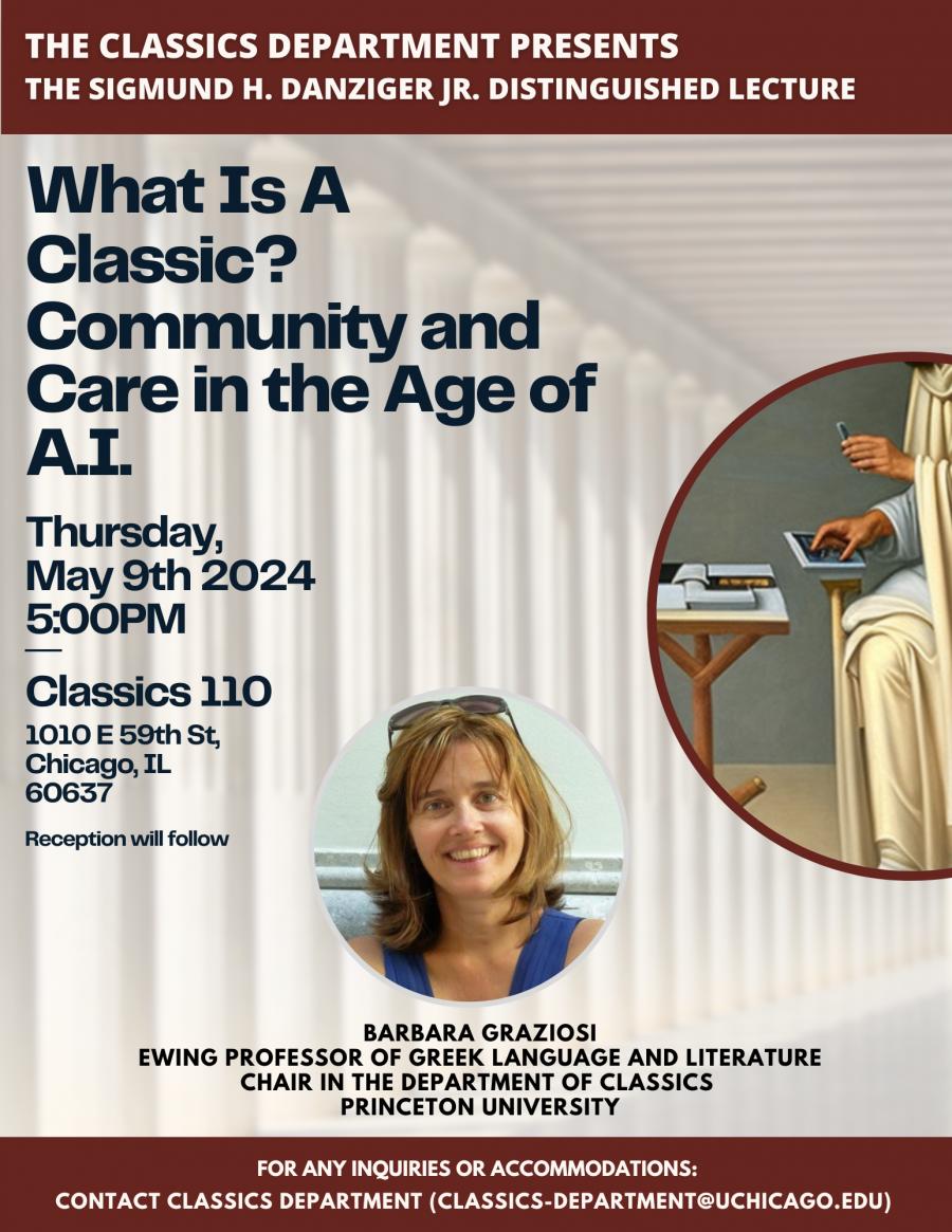 CDH Executive Committee member @BarbaraGraziosi (Ewing Professor of Greek Language and Literature and Chair in the Department of Classics, @Princeton) speaks on May 9th at @UChicago: 'What Is A Classic? Community and Care in the Age of A.I.' 👏👏

classics.uchicago.edu/news/sigmund-h…