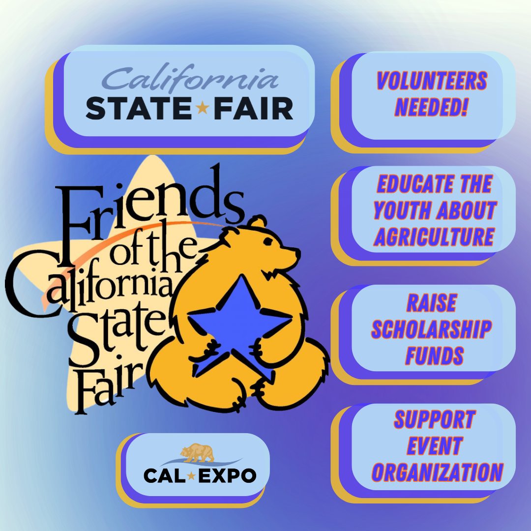 Join Friends of the California State Fair and support #CalExpo through fun volunteering experiences! 🎡🌟 #CAStateFair #Volunteer 🎠🎪 Apply now! bit.ly/4b4CNVT