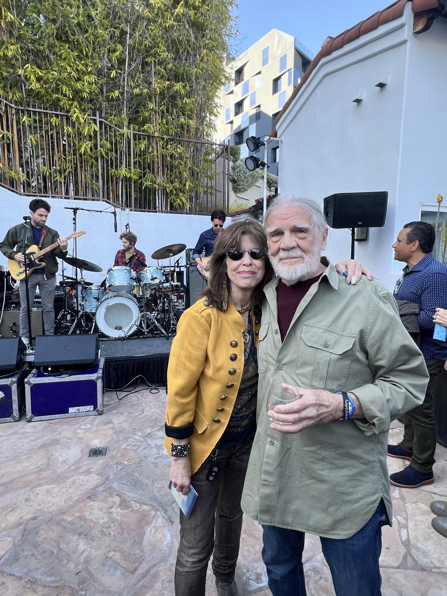 Long time fellow music photog friend Henry Diltz and I at the opening of his latest Laurel Canyon exhibit at the Sunset Marquis Morrison Hotel Gallery. Fabulous Dawes band behind us ...