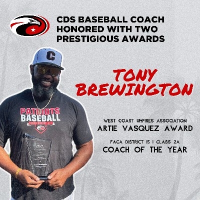 Congrats to Coach Tony, the driving force behind our #CDS Varsity Baseball team's success! 🙌 His recent accolades highlight his unwavering dedication to baseball and our #CDSPatriots. 🔗 bit.ly/4bt4sj3