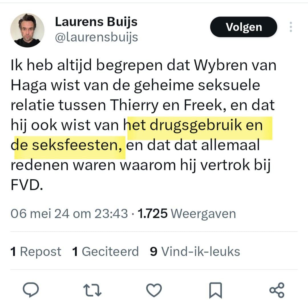 Ook vandaag gaat Laurens Buijs vrolijk door met roddelen over het FVD en nu wordt Wybren van Haga óók nog in het verhaal betrokken..