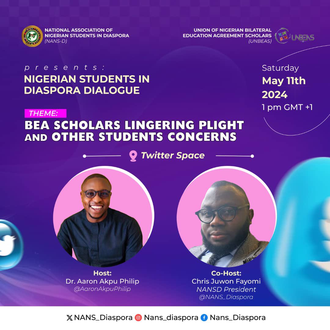 NANS_Diaspora's tweet image. Join us as we discuss the concerns and challenges of Nigerian students in Diaspora.