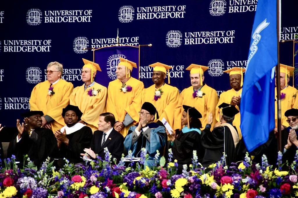 Inspiring Commencement at University of Bridgeport—with 50-year alumni (Golden Knights) joining proud parents & loved ones & joyous graduates at Saturday’s celebration. Wonderful to wish them well!