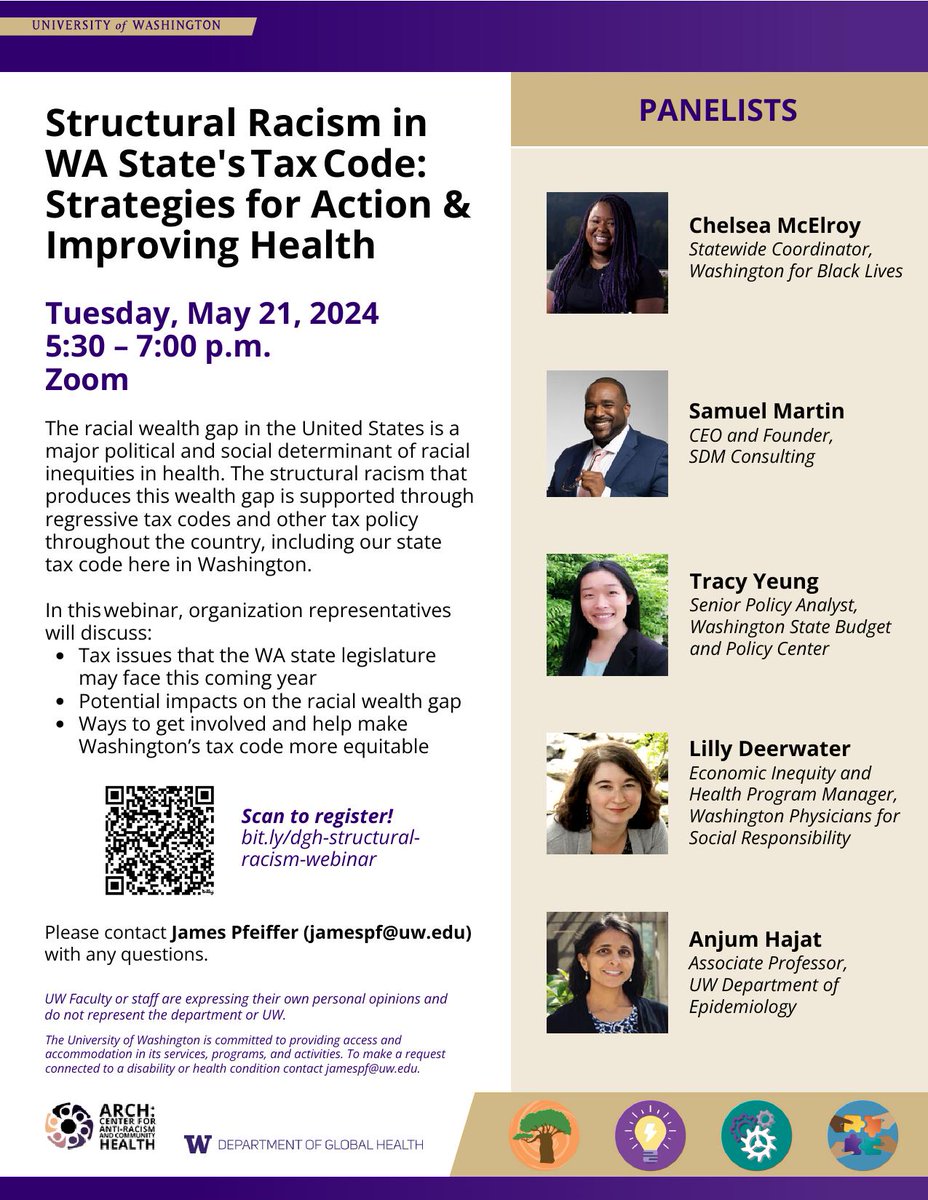 Join us on Tuesday, May 21 at 5:30pm for an event on tax justice, racial justice, and health! 'Structural Racism in WA State's Tax Code: Strategies for Action and Improving Health' Register here: bit.ly/dgh-structural…