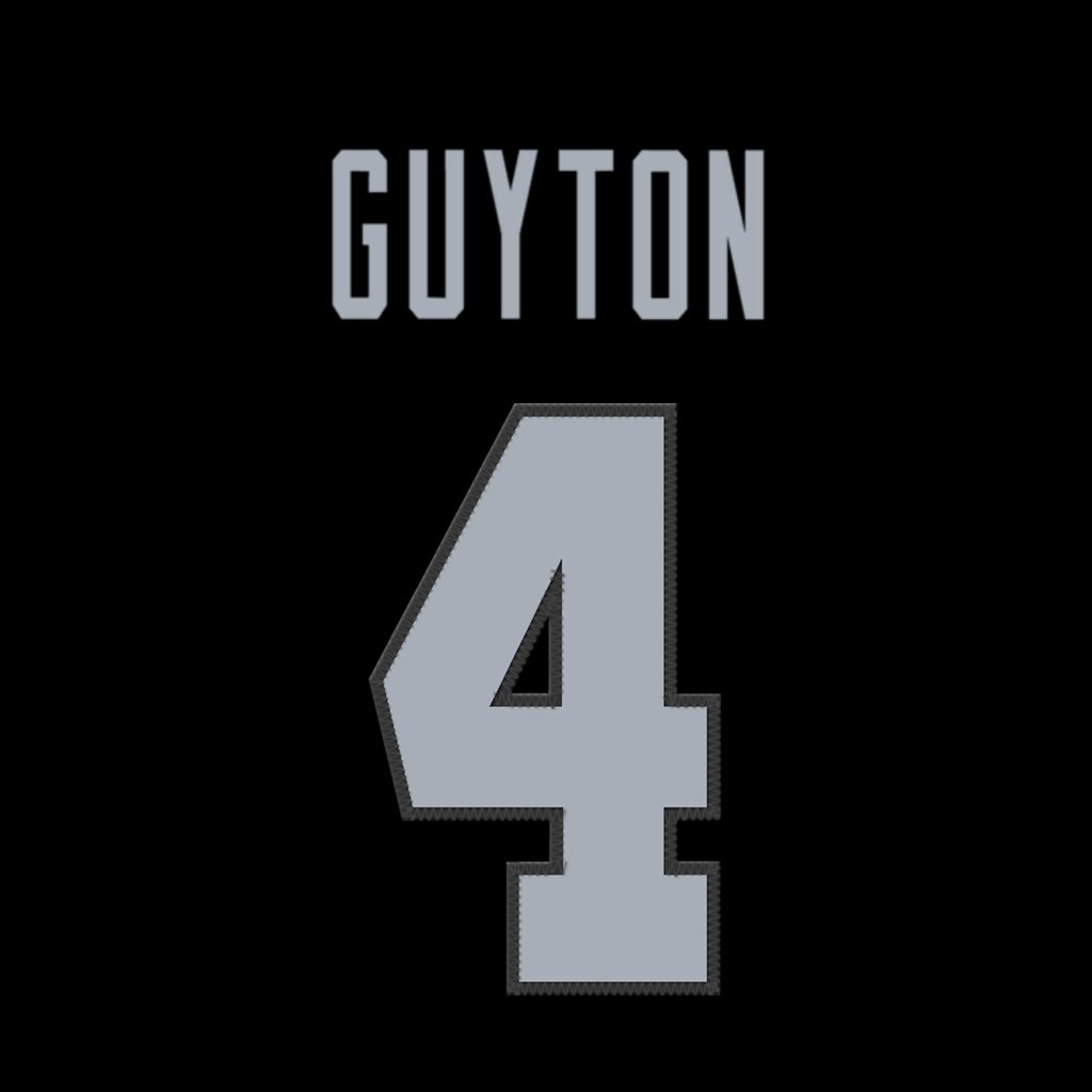 Las Vegas Raiders WR Jalen Guyton is wearing number 4. Last assigned to Aidan O'Connell. #RaiderNation