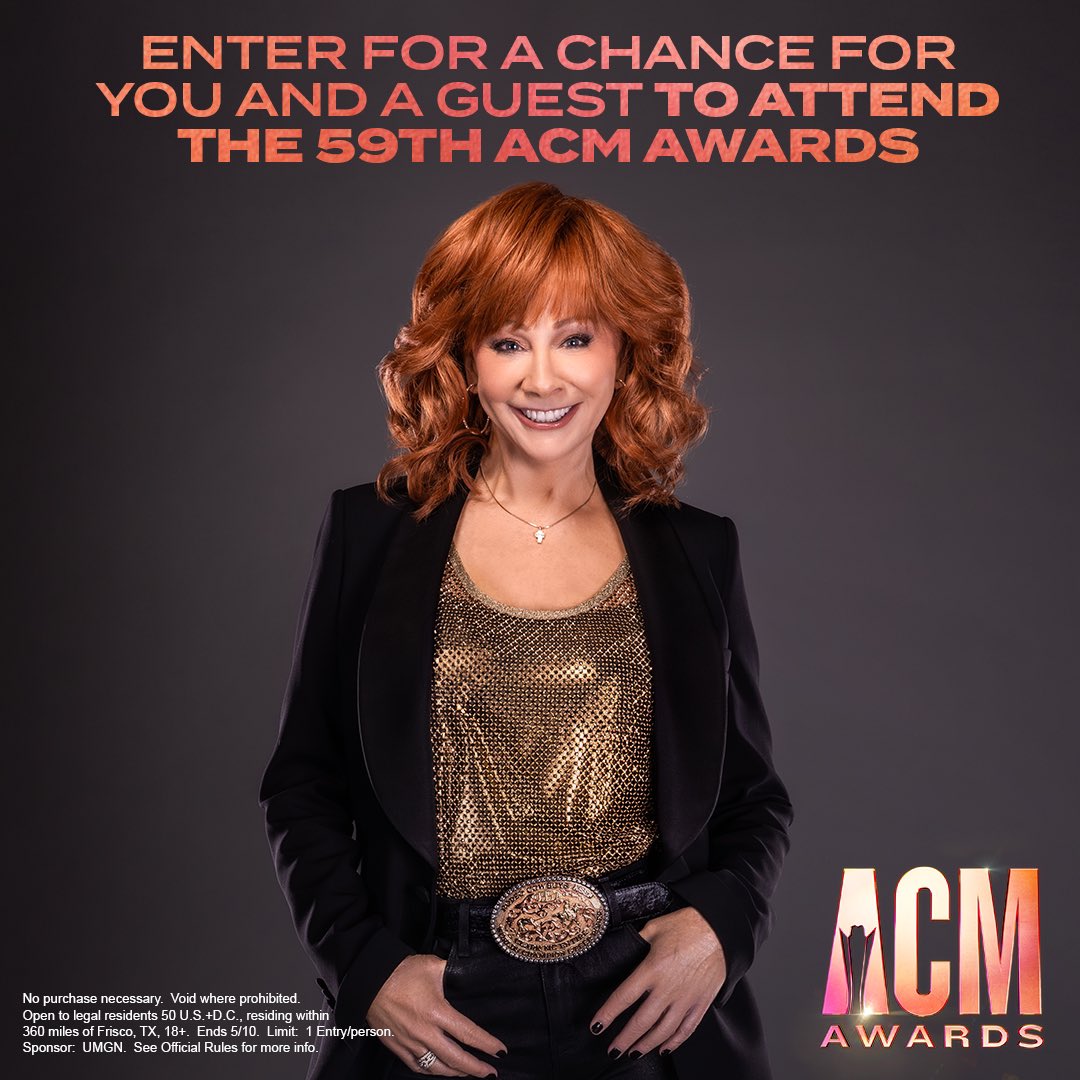 Dreaming of seeing @reba host and perform at the 59th annual @ACMawards? This could be your dream come true! Enter now for a chance to win tickets to the #ACMawards for you and a guest: live.umusic.com/reba-acm-givea…