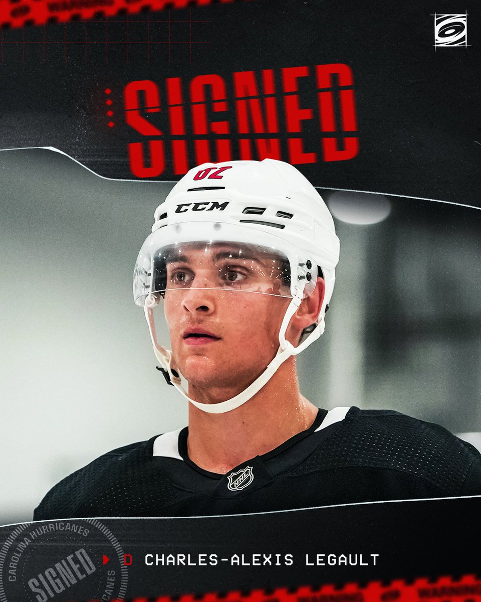 The #Canes have signed 2023 5th-round pick Charles-Alexis Legault to a three-year, entry-level contract ✍️ Details » n.carhur.com/4bmKer0