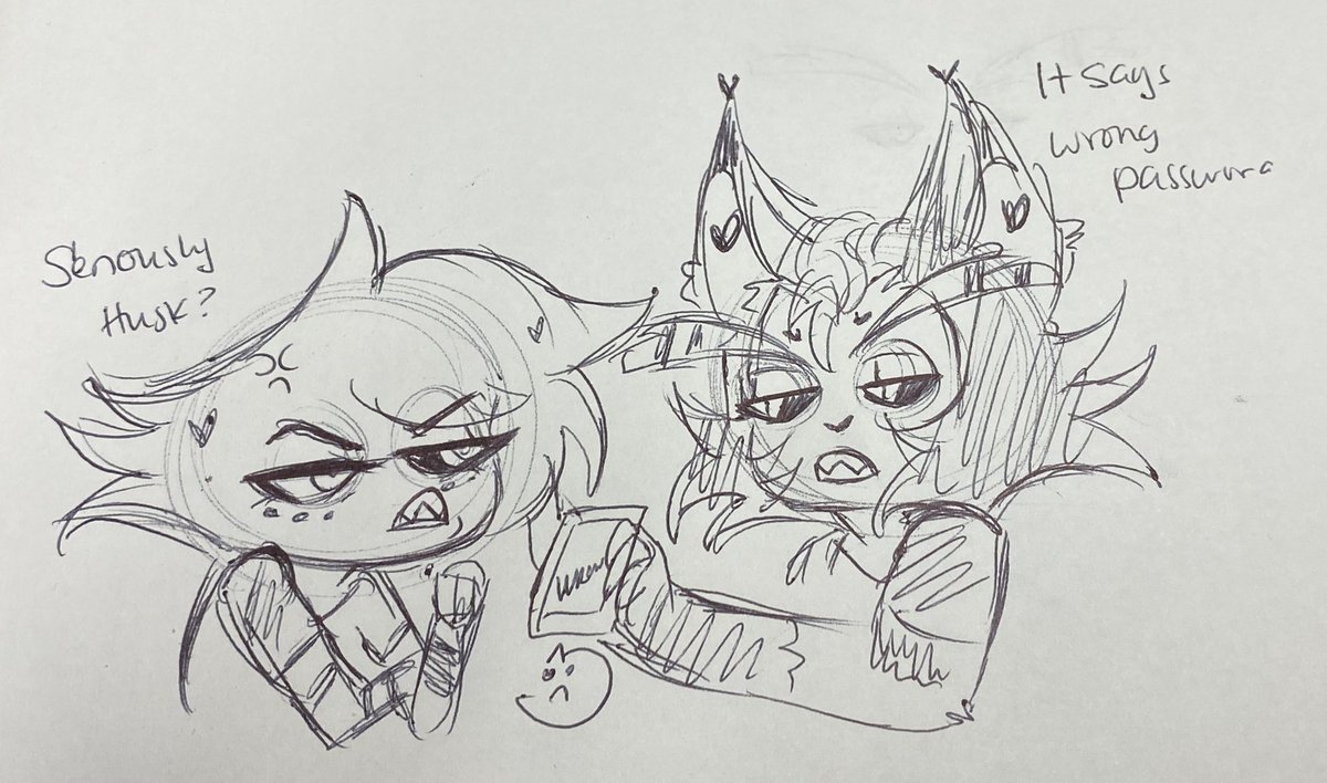 I know this meme has been done so many times but I couldn’t help myself! 🤣 silly pen doodles I did while on my 15 minute break at work of Angel and Husk.

#HuskDust #HUSKERDUST #HazbinHotelHusk #angeldust #angeldusthazbinhotel #huskhazbinhotel
