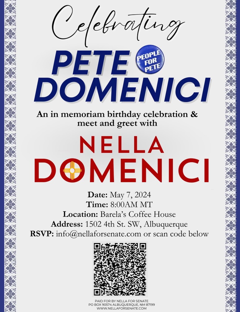'Throughout my years in the Senate, I have been honored 2 serve with...the brightest most committed elected leaders in our Nation...Senator DOMENICI stands out...the ability to rise above partisanship and find real solutions to real problems.' J.F. Kennedy 
#nmpol @NellaforSenate