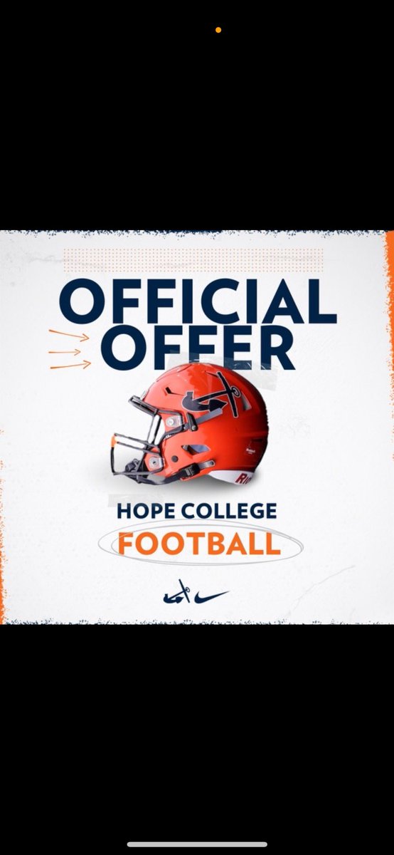 Very thankful to receive an offer today from Hope college Go Hope ! Thank you to all the coaches <a href="/PStuursm/">Peter Stuursma</a> <a href="/jacobpardonnet/">Jacob Pardonnet</a> <a href="/phil_jacobs16/">Coach Jacobs 🇺🇸</a> <a href="/coachmichos/">george michos</a> <a href="/HopeCollegeFB/">Hope College Football</a>