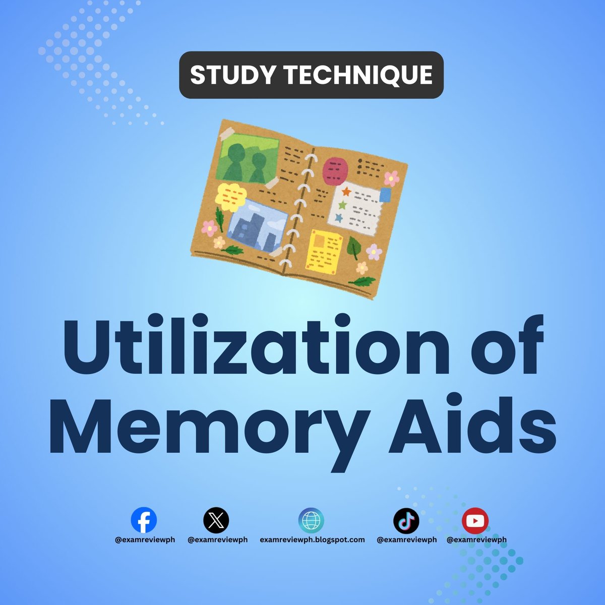 How does utilization of memory aids like mnemonics, flashcards, and mind maps help in study? 
#LongTermRetention
#VisualOrganization
#ActiveEngagement
#StudyTechniques
#ActiveRecall
#MemoryAids
#Mindmaps
#Mnemonics
#Flashcard

READ HERE:
examreviewph.com/2024/05/how-do…