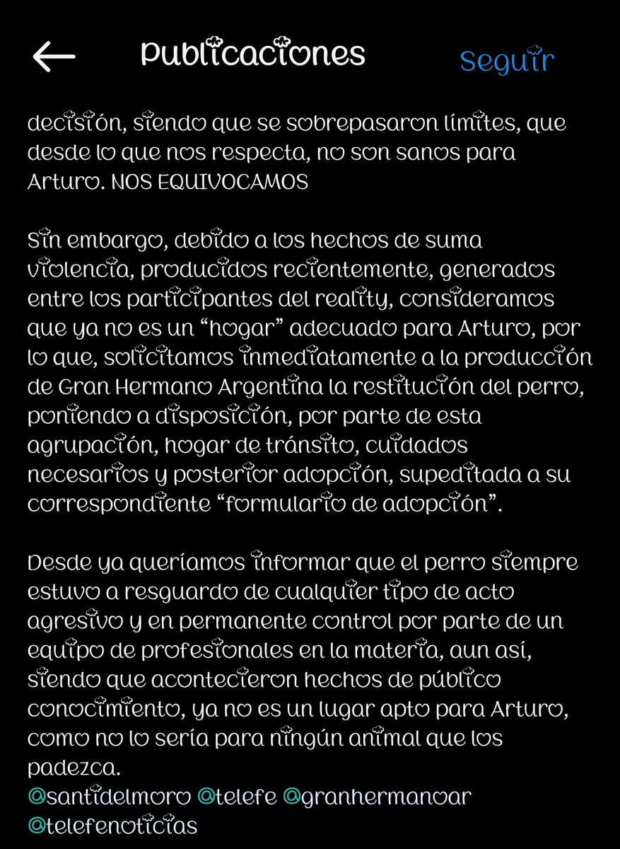 Desde el refugio @HuellitasPerdidasok solicitan la restitución inmediata de #arturo por parte de @GranHermanoAr sino iniciarán acciones legales contra ellos y @telefe 
#liberenaArturo