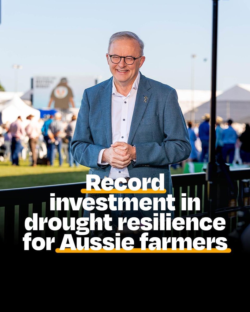 AlboMP's tweet image. Whether it’s livestock or crops, Aussie farmers are tough. And they’re no stranger to drought.

But there’s no denying that weather events, like droughts, are becoming more severe as our climate changes.

And our farmers are on the frontline.