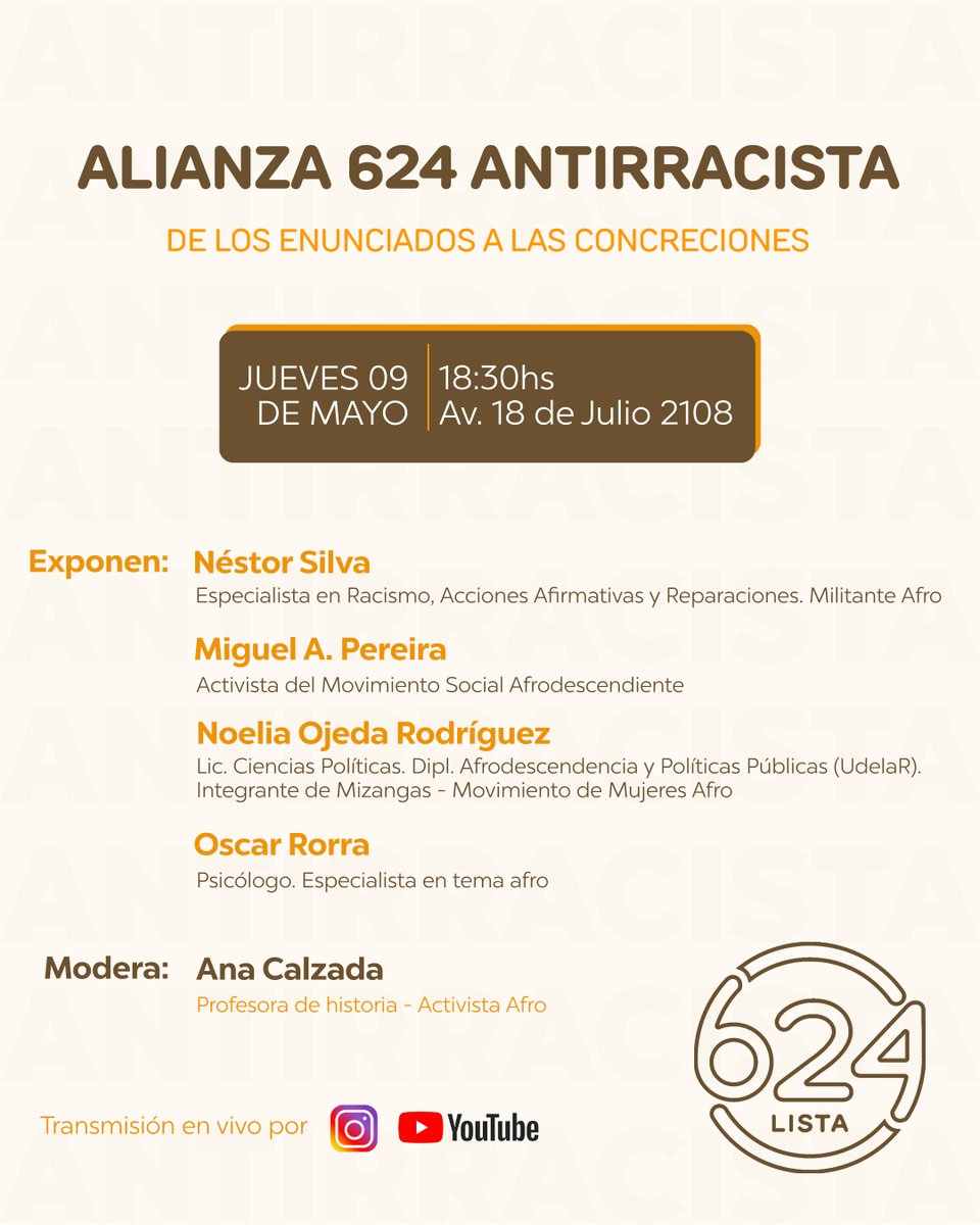 Antirracismo: de los enunciados a las concreciones

📍Av. 18 de Julio 2108
🗓️ Jueves 09 de mayo
🕢18:30hs

Te esperamos!!
