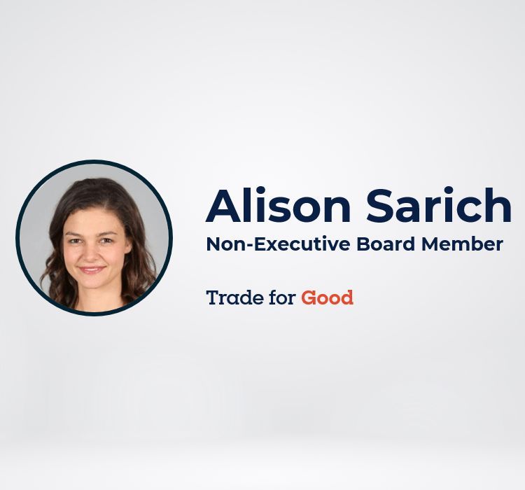 We are delighted to announce the appointment of Alison Sarich as the newest director to the Trade for Good board. 

Alison is the current appointed Managing Director of ASX listed Company (ASX.CF1). 

#womenonboards #womeninleadership #womenleaders