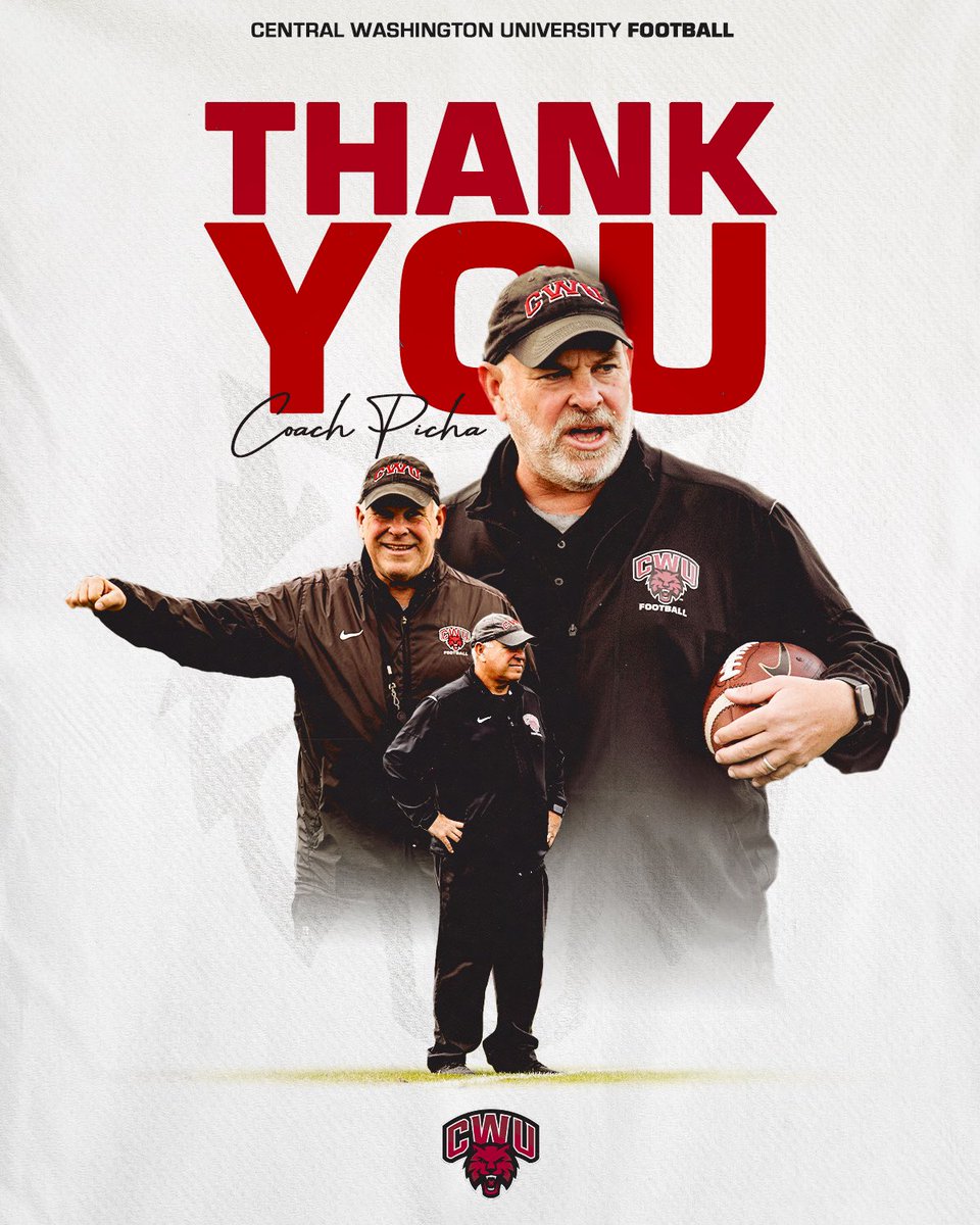 There are no words that can replace the 🐐 that is John Picha! Thank you John for everything you’ve done for CWU and CWU Football the past 36 years. We cannot express enough our appreciation and love for you! We wish you the best in retirement! ❤️ #reigncrimson