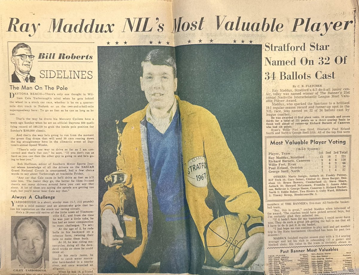 1968 newspaper when my Dad was named NIL Most Valuable Player! Thank you Coach B and Rod Freeman for this gift!