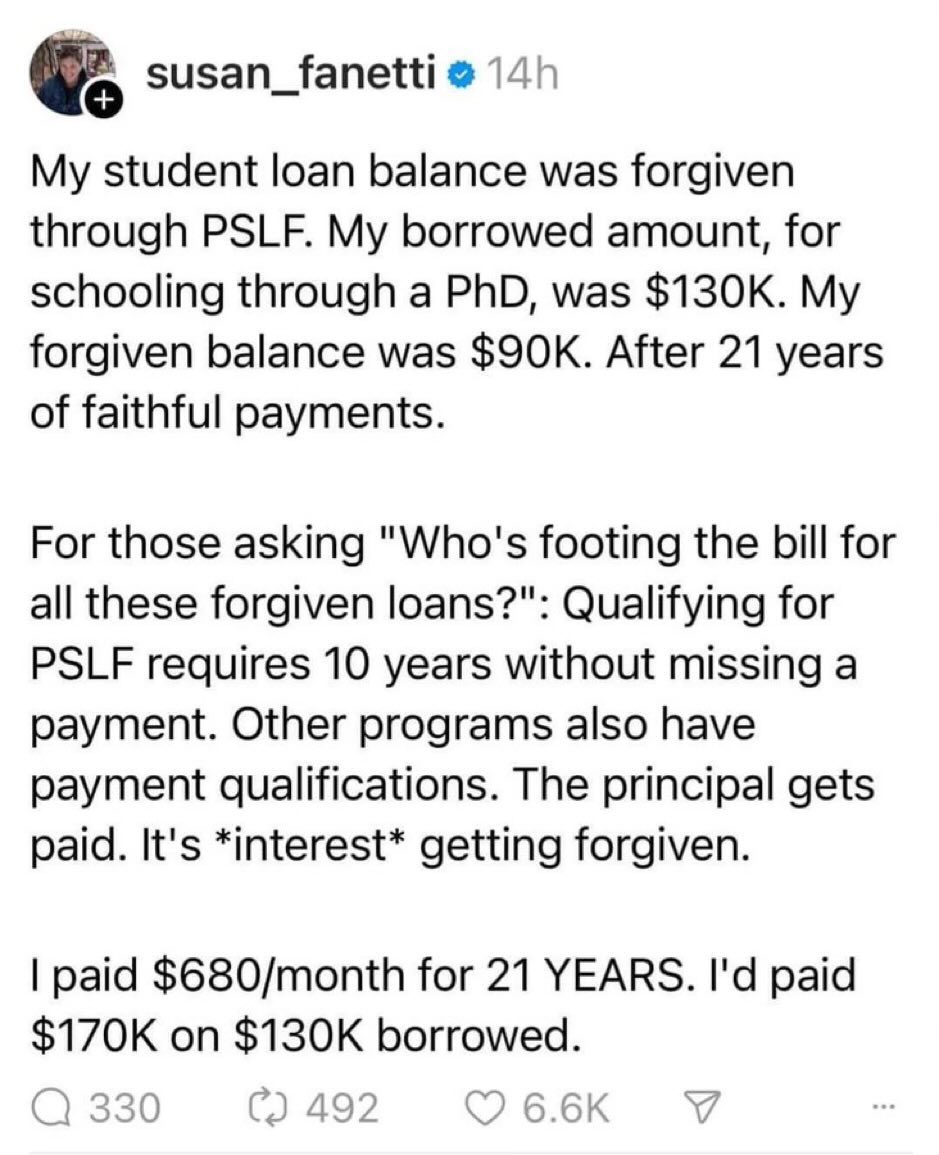 The next time you come across someone who's bitching about his tax dollars paying someone else's student loan back remind them that their tax dollars have nothing to do with student loan debt repayment. See real example. #DemsUnited #ProudBlue #DemVoice1 #ResistanceUnited