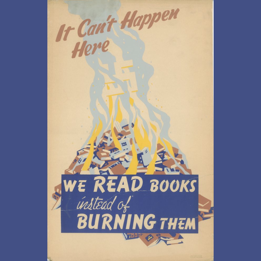 Today we honor #HolocaustRemembranceDay. This poster was created in 1936 and was a warning even BEFORE the 2nd World War broke out. Learn more about it and more at postersforthepeople.com #ArtSees #wpa #WPAPosters #1930s #1940s #screenprinting #posters #newdeal #vintage #history