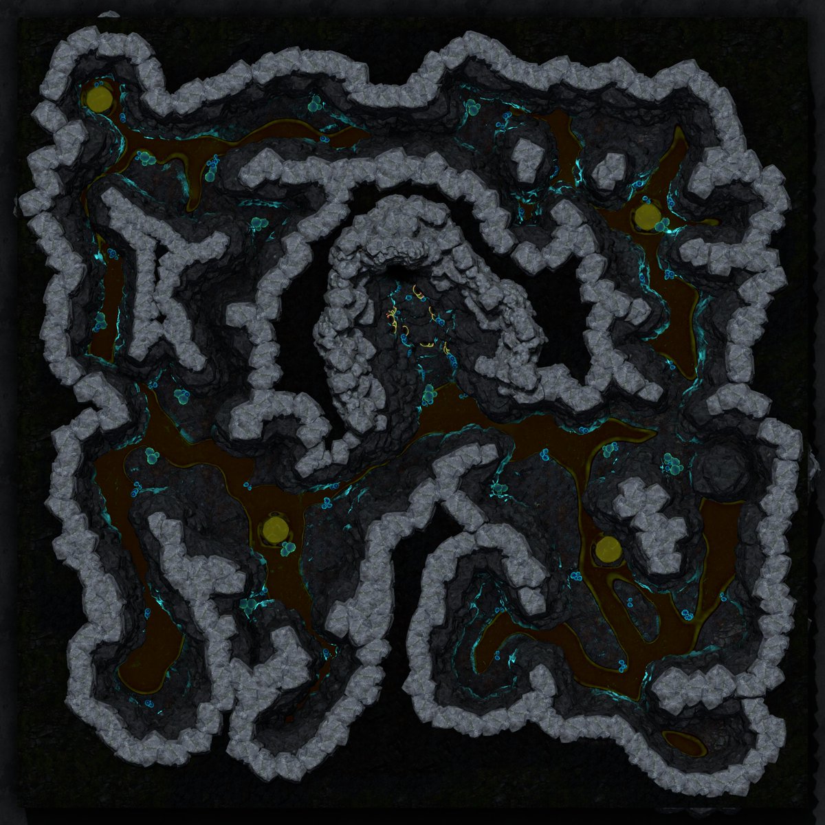 Arch_Novarias's tweet image. Day 633 - Burrow made! I think to morrow I'll try a variant where I add monster eggs around the map. The idea is that this is a follow up to the last map. Grid Size: 42x42