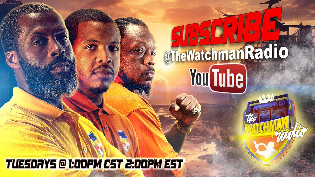 FOLLOW US ON YOUTUBE:
👇🏽👇🏽👇🏽👇🏾👇🏾👇🏾👇🏿👇🏿👇🏿👇🏿
youtube.com/@TheWatchmanRa… 

🚨TUNE IN EVERY TUESDAY 🚨
🔥🔥🔥🔥🔥🔥🔥🔥🔥🔥

🚨The Watchman Radio Show🚨
LIVE EVERY Tuesday @1:00PM CST/ 2:00PM EST 

#BlackHistoryMatters
#BlackCulture #Bloodline #Knowledge #Truth