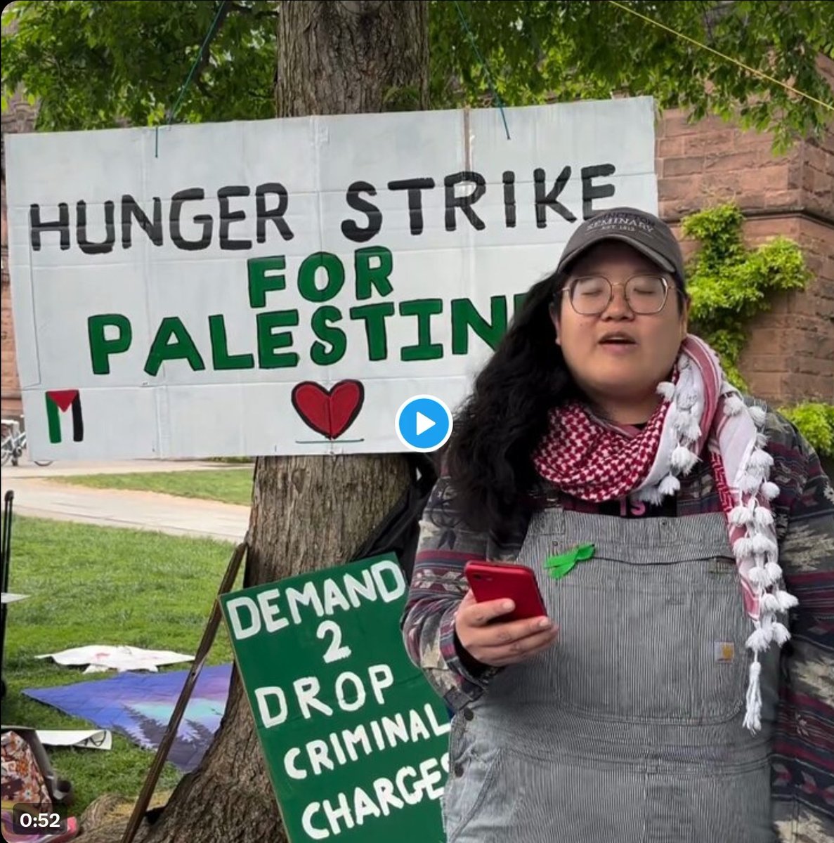 This student is on hunger strike for Palestine. Doctors have given her 18 months to live.