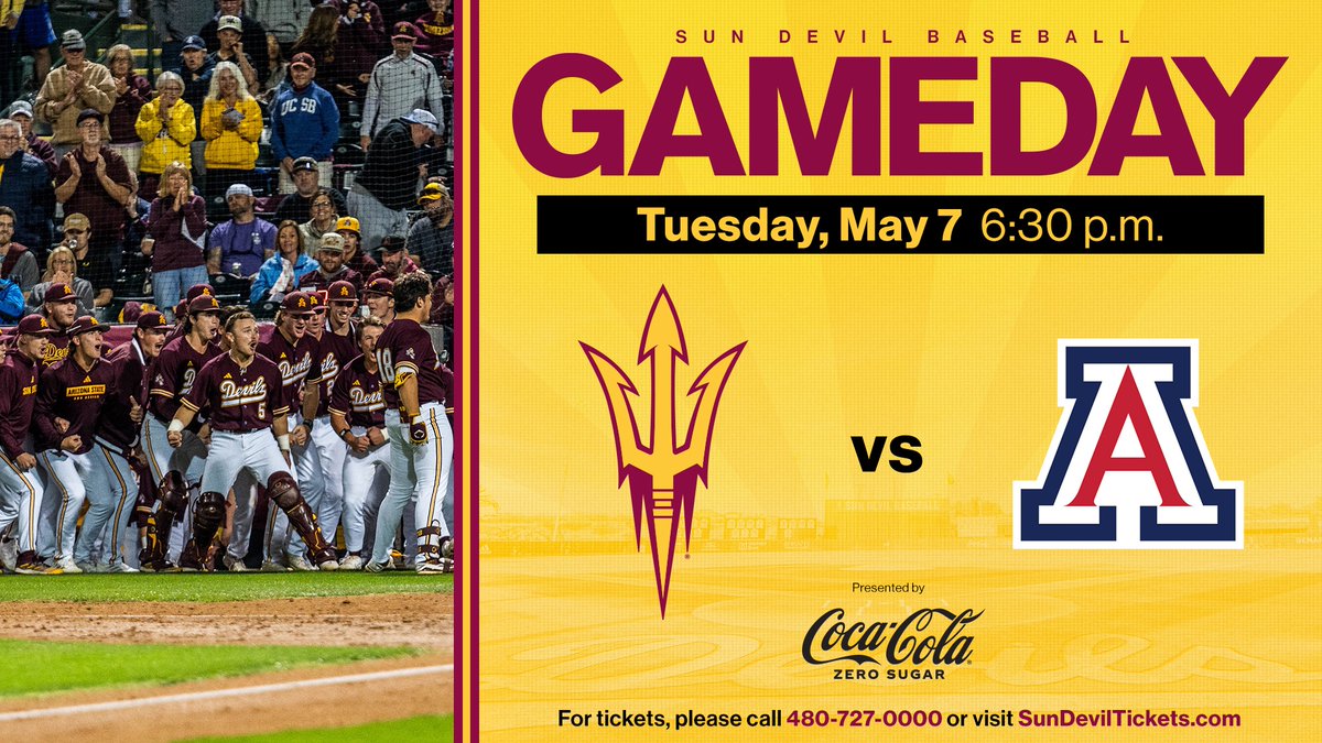 Big game against the Rival tomorrow 😈 We encourage all fans to arrive early and bring school supplies to donate and help Sun Devil Baseball in support of the Chandler Boys and Girls Club! 🎟️ bit.ly/3ybBlCr #ForksUp /// #O2V