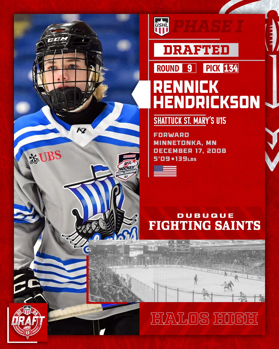 PHASE 1 | Round 9, Pick 134

For the third edition of #SaintsSiblings, the Fighting Saints have selected forward Rennick Hendrickson from Shattuck St. Mary's. #HalosHigh
