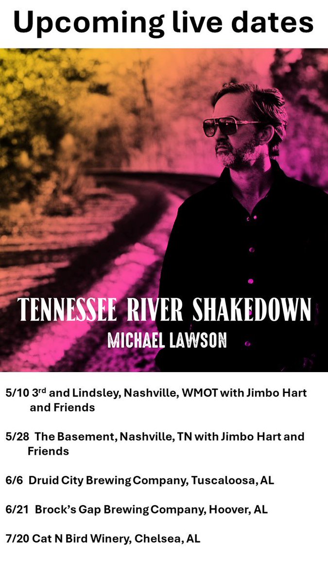 Hope you’ll come out and hang sometime this summer. Should be a spanking good time for all. #singersongwriter #alabamamusic #rock #southernrock @Lightning100