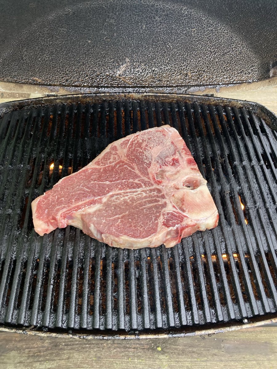 Guess we’ll only grill one porterhouse.   Don’t think the grill will fit 2 steaks. Will 1.25 lbs feed 4 people?   #homeraised #beef #eatbeef