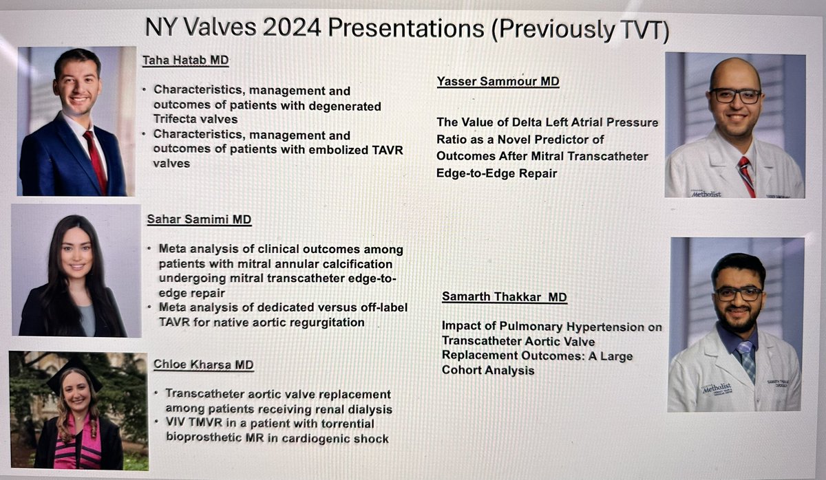 Proud of our fellows and research fellows @HMHCardioFellow: 8 accepted presentations @crfheart #NYValves2024 in June @WilliamZoghbi @SLittleMD @NadeenFaza @MReardon19 @khurramn1 @SammourMD @Rody_BouChaaya @thakkar_samarth @Taha_Hatab1 @SaharSamimii Chloe Kharsa @Joe_Aoun_