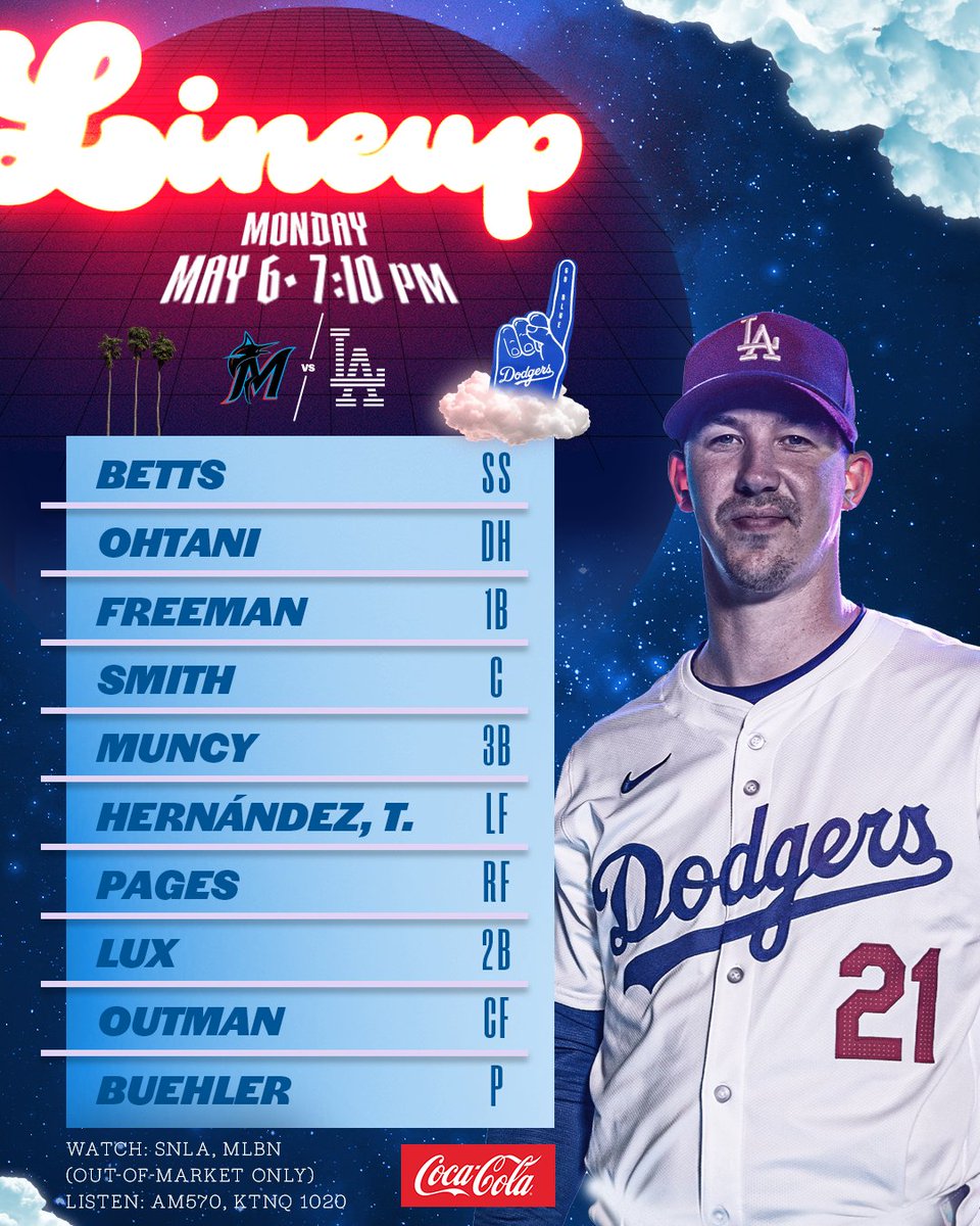 21 is back, tell a friend. Tonight's #Dodgers lineup vs. Marlins: