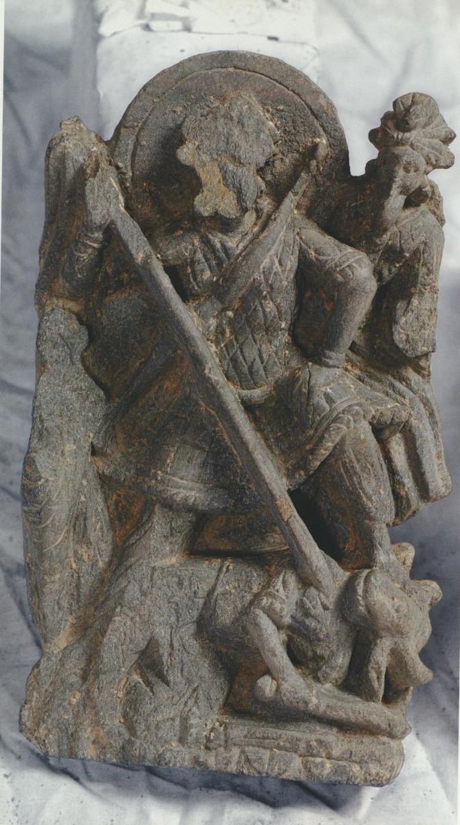 Skanda Kills Mahiṣa. Schist. 3rd – 4th century. From Mohammed Zai near Peshawar (Gandhāra).