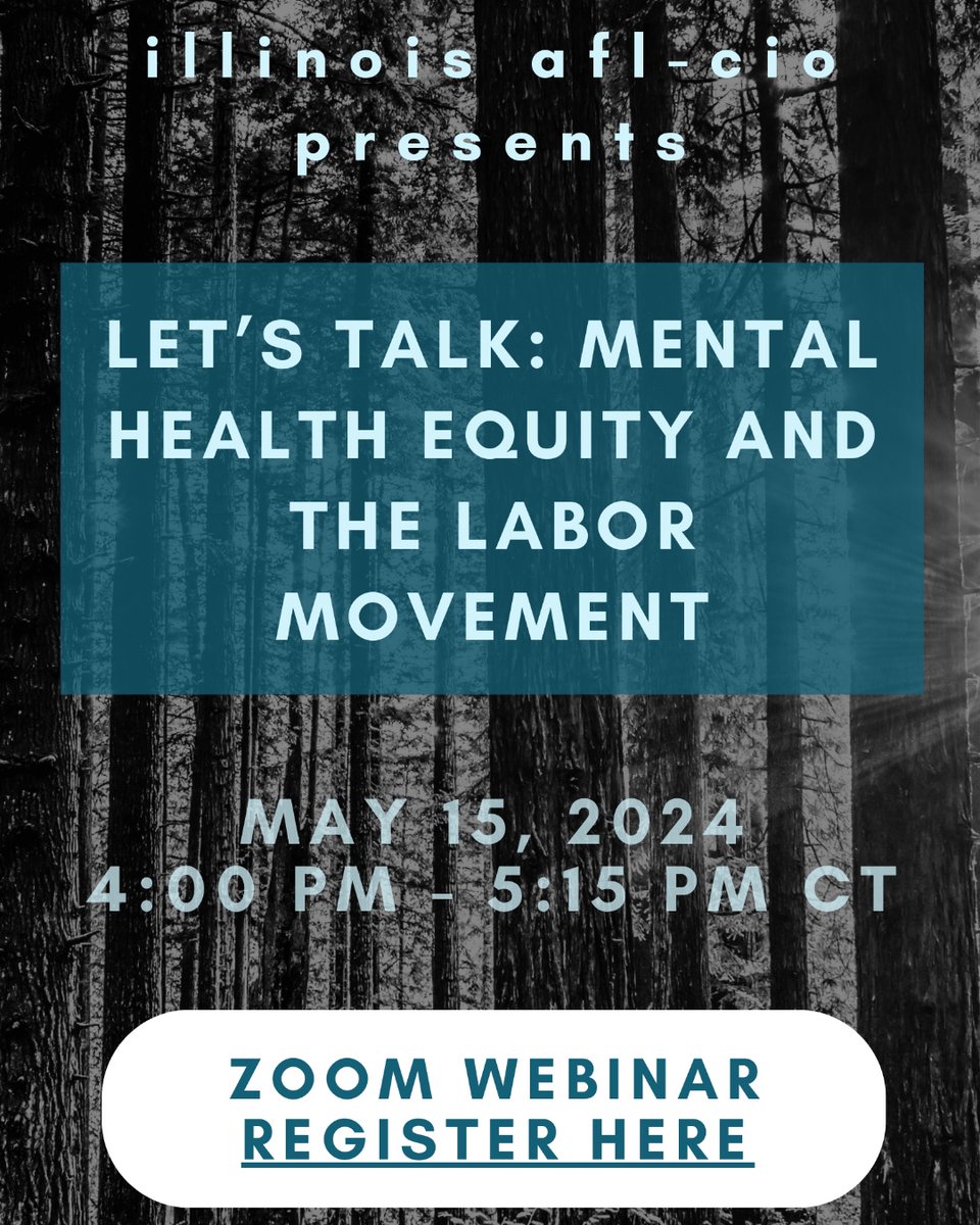 We are teaming up with labor activists across the country to discuss the importance of mental health equity and resources union members + activists can use to sustain movements. 🗓️ May 15, 2024 🕐 4PM-5:15PM CT 📍 Zoom webinar Register here: bit.ly/3UIwPEs