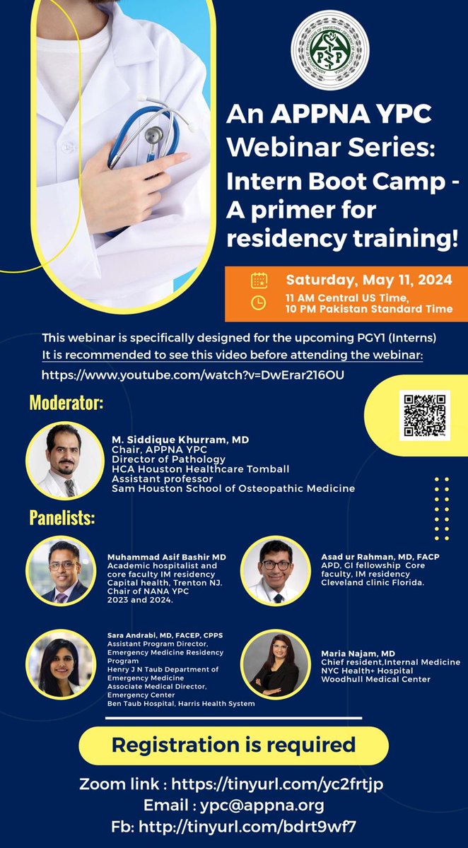 Intern Boot Camp: For upcoming INTERNS: May 11, Saturday: 11 AM CST REGISTER: us06web.zoom.us/meeting/regist… It's recommended to watch this video before attending the session: youtu.be/x7Db9_NYVpM #Match2024 #NRMP #USMLE #MedTwitter #MedEd #ecfmg