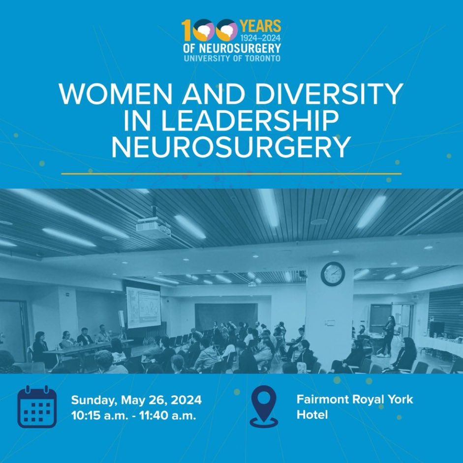 In 100 years of #Neurosurgery the face of the field has changed and we hope it continues
Join us at this session to hear #trailblazers in the field shaping the path for the next 100 years
@UofT @uoftmedicine @UofT_TCAIREM @UofTMed_OID @UHNwomen