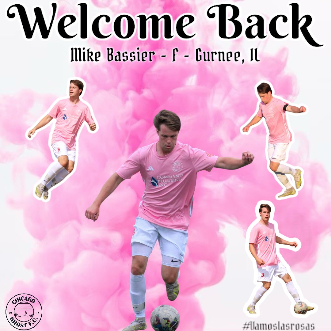 ‼️𝐖𝐄𝐋𝐂𝐎𝐌𝐄 𝐁𝐀𝐂𝐊‼️ Please welcome back @mike_bassier to 👻 footy. #chicagoghostfc | #vamoslasrosas