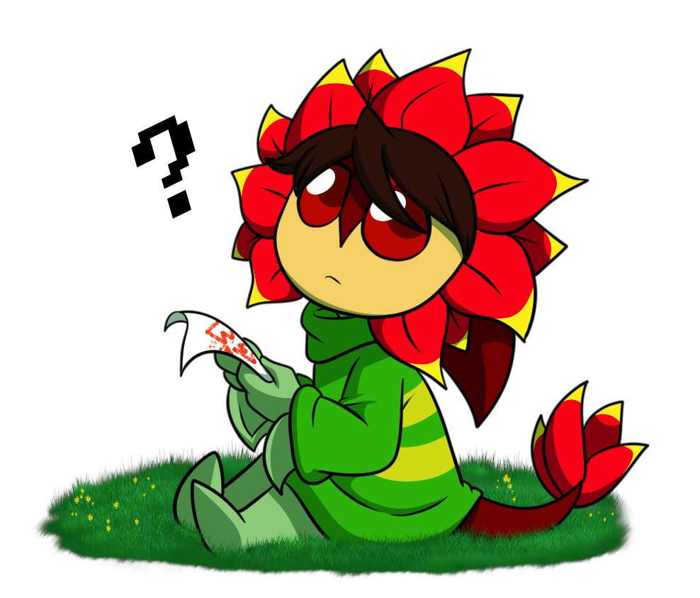 Some flower versions of Chara, Kris, and Frisk I designed for my