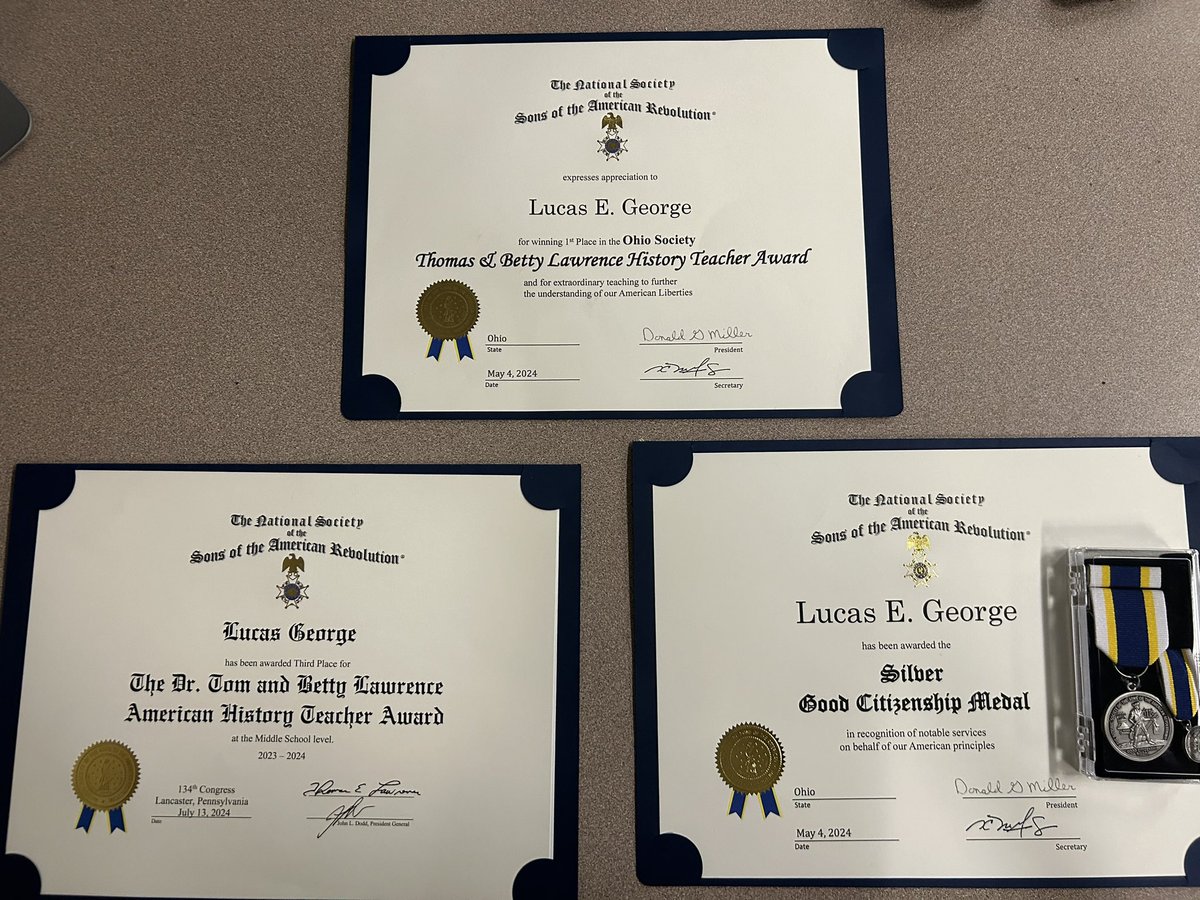 Not only was I happy to meet George and Martha Washington, but I also was honored to receive the Ohio Sons of the American Revolution History Teacher of the Year. I also finished 3rd in the national competition!

I’m grateful for my job, my amazing students, and great colleagues!