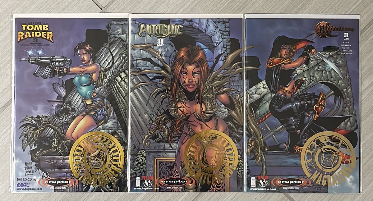 And finally tonight, the Monster Mart Eruptor variant cover to Tomb Raider #3 which connected with the variants to Witchblade 39 and Magdalena #3! Cover by Keu Cha, D-Tron, and JD Smith! @topcow #TombRaider #Witchblade #topcow #comics