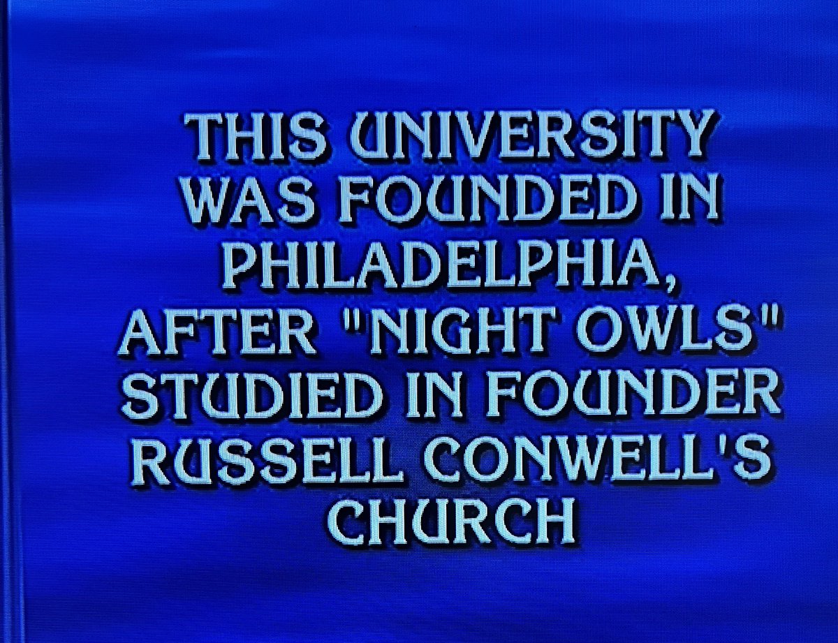 Tonight on @Jeopardy … What is @TempleUniv 🦉