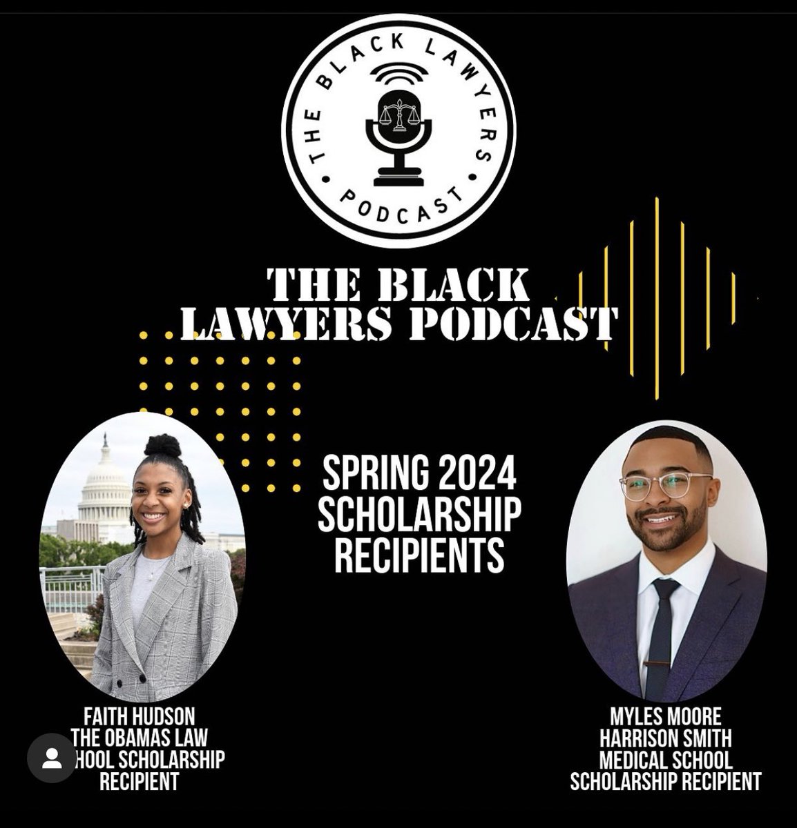 Honored to receive the Harrison Smith Medical School Scholarship from @theblacklawyers ! Words can’t describe how grateful I am to accept this award! Thank you!
