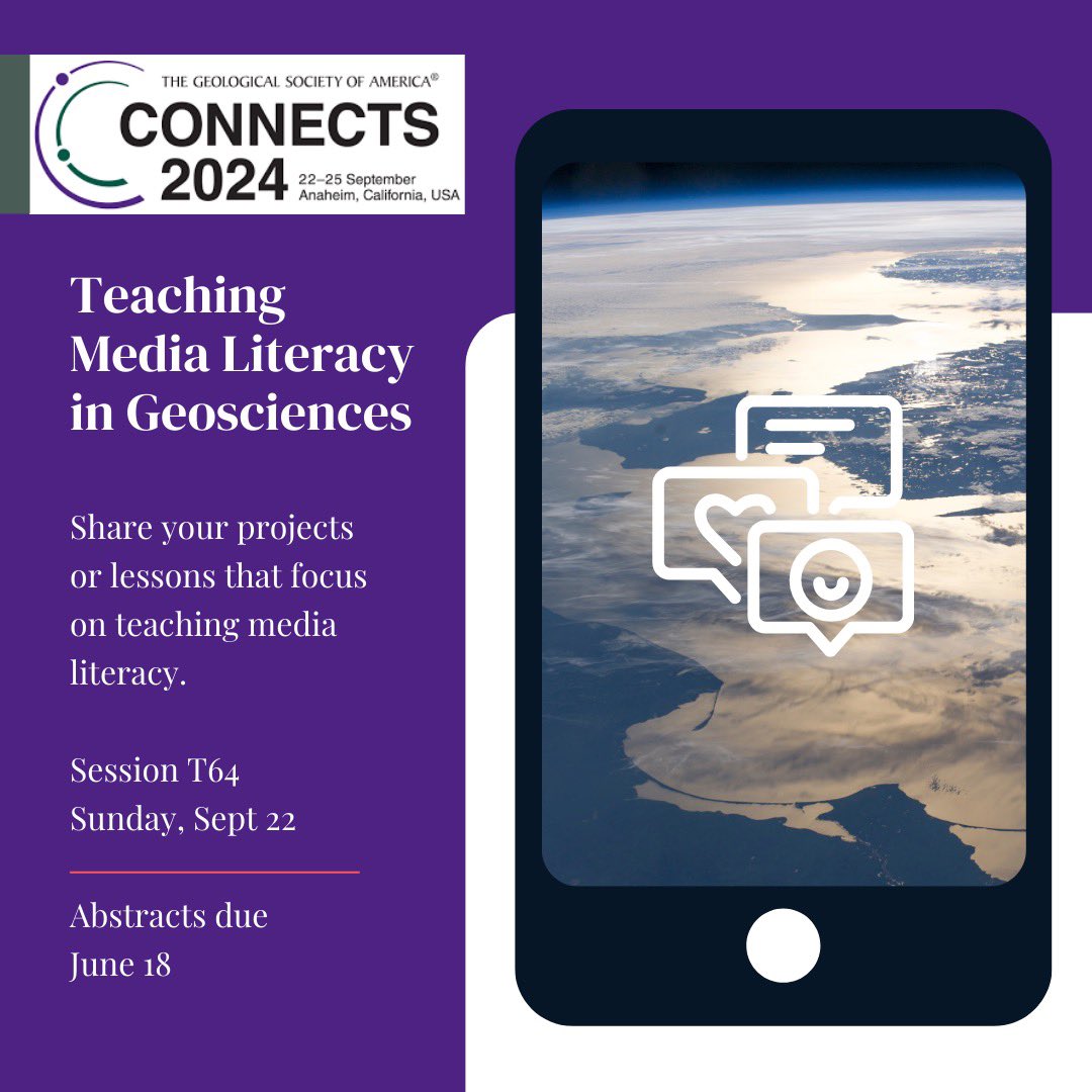 Going to @geosociety Connects 2024? @PaleoParadoX and I are hosting a session on Media Literacy in the Geological Sciences. You should submit an abstract! #geology #gsa2024 #medialiteracy
