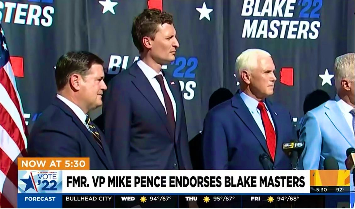 Blake abandoned @KariLake, @AbrahamHamadeh, and the Arizona grassroots so that he could hang out with guys like Mike Pence. Masters and Pence have a lot in common. They both turned their backs on #AmericaFirst when it needed them the most.