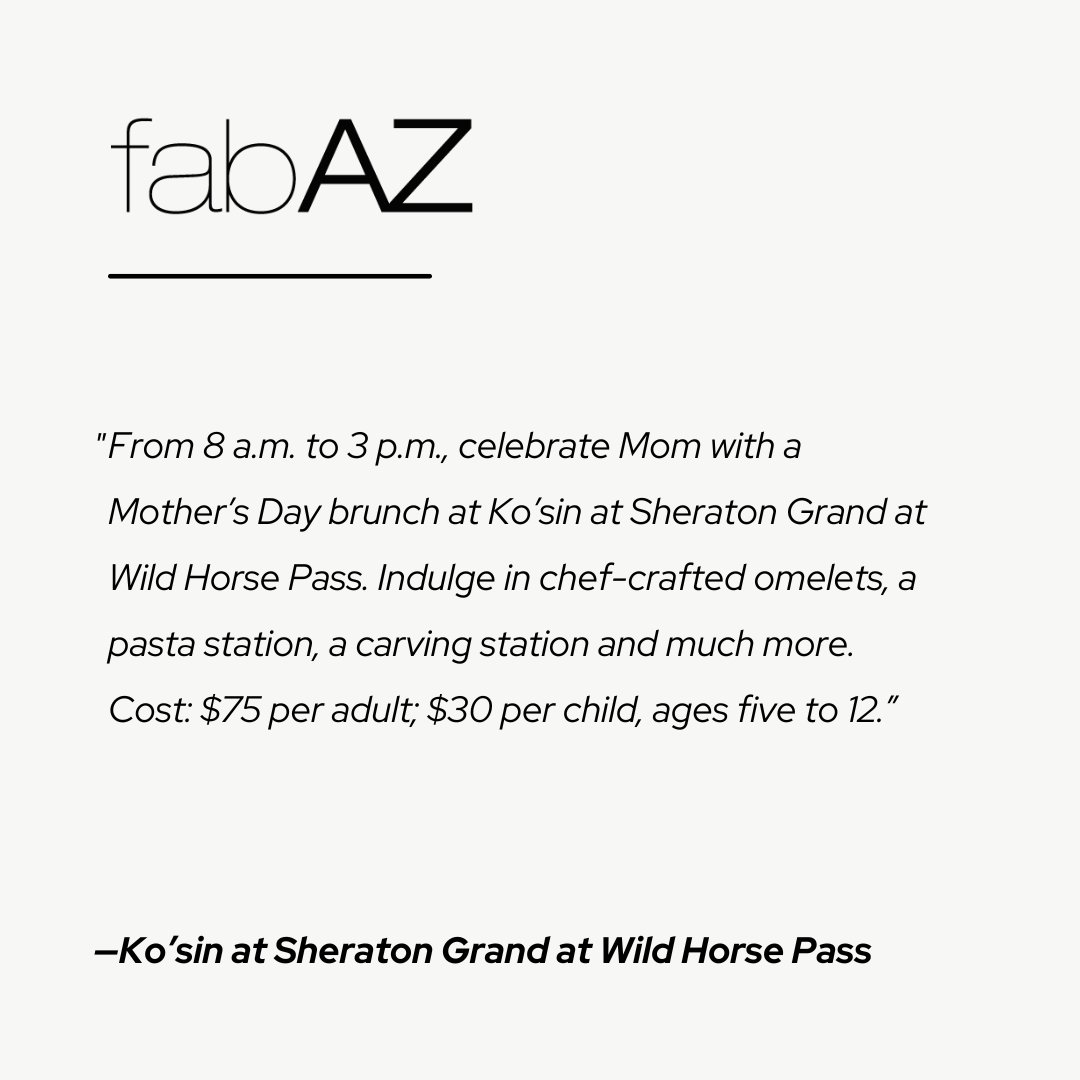 Three of our awesome clients have been featured in <a href="/FabulousArizona/">Fabulous Arizona</a>! 🌟 Cala Scottsdale, <a href="/TheCraftsmanAZ/">TheCraftsmanAZ</a>, and @SheratonGrandAZ were all highlighted as one of the top spots to celebrate Mom this Mother's Day! 👏🏼

Check out the article below! ⬇️
pulse.ly/q7z1sqlwu7