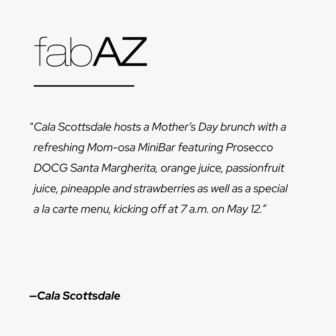 Serendipit's tweet photo. Three of our awesome clients have been featured in @FabulousArizona! 🌟 Cala Scottsdale, @TheCraftsmanAZ, and @SheratonGrandAZ were all highlighted as one of the top spots to celebrate Mom this Mother's Day! 👏🏼

Check out the article below! ⬇️
https://t.co/mZAYOrBUia https://t.co/qExAdD8ELw