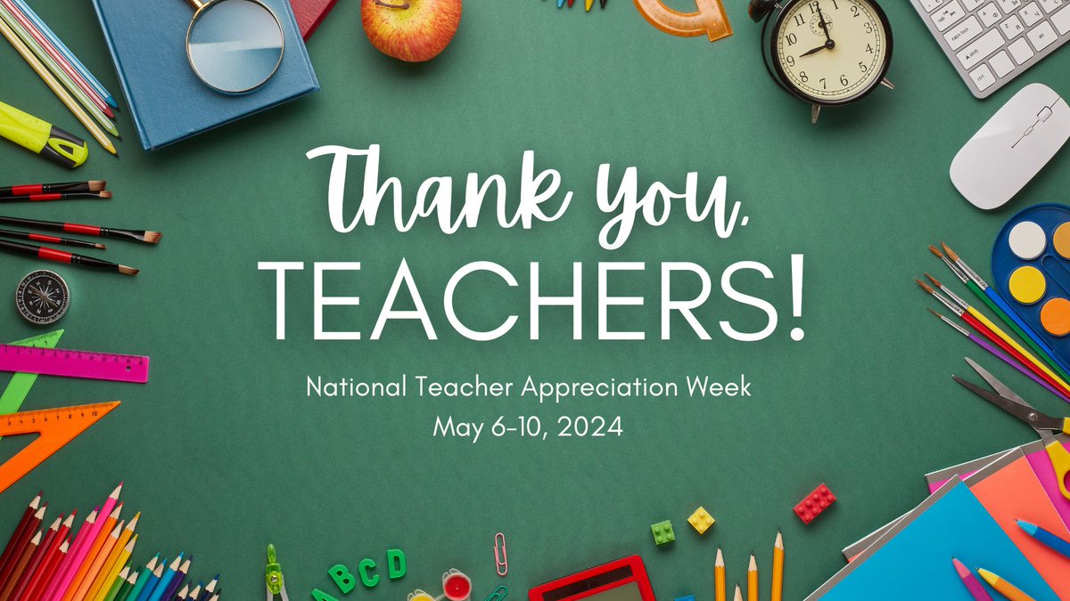 This is National Teacher Appreciation Week! We are so grateful for all of our AMAZING teachers! Please take a few minutes this week to write a note of appreciation to a teacher who has influenced your student's (or your!) life!