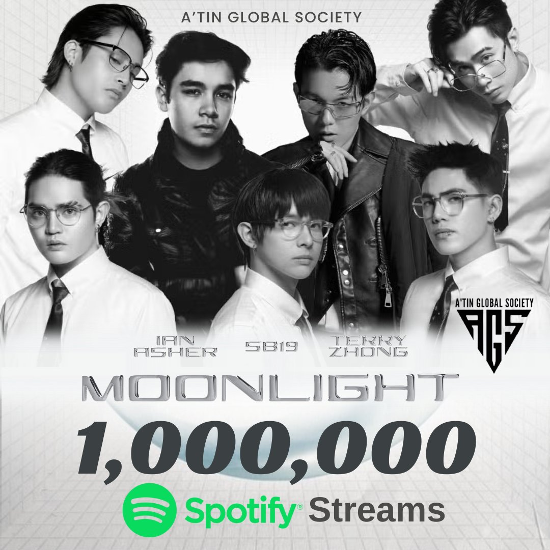MILESTONE ACHIEVED ALERT🚨🚨🚨 The song MOONLIGHT by Ian Asher, SB19 and Terry Zhong has surpassed 1 Million Streams on Spotify!🔥🔥🔥 Congratulations Mahalima and great job A'TIN!👏👏👏 Stream MOONLIGHT on all social media platforms! 🔗orcd.co/inthemoonlight @SB19Official